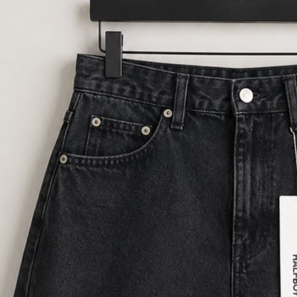 HALFBOY Black Denim Relaxed Bermuda Shorts Size 32 NWT - Picture 7 of 10